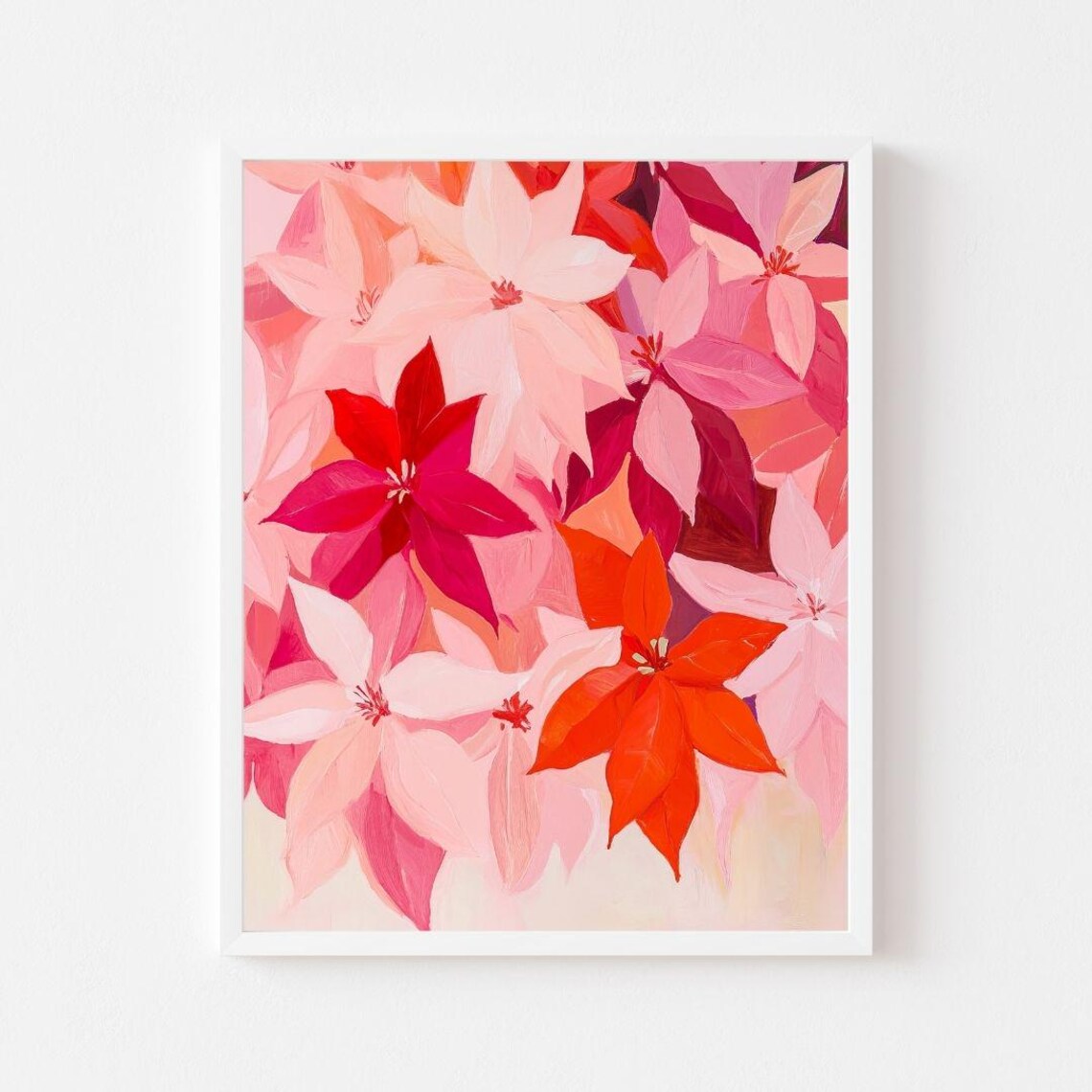 Lush Pink Poinsettia Blooms Cluster Holiday Floral Graceful Poster
