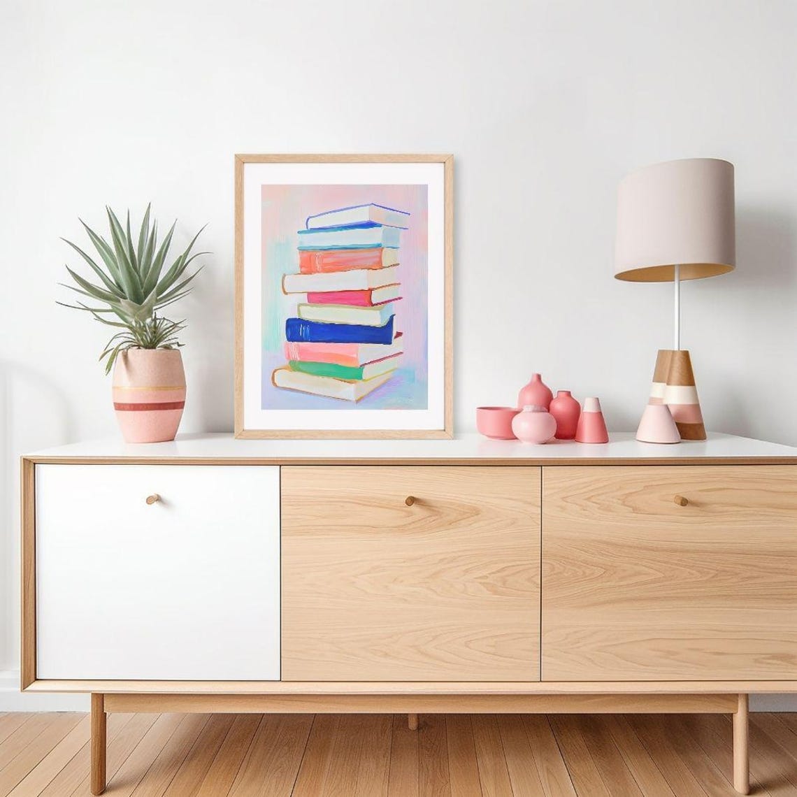 Colorful Stack Of Books For A Pastel Library Reading Nook Poster - Image 2