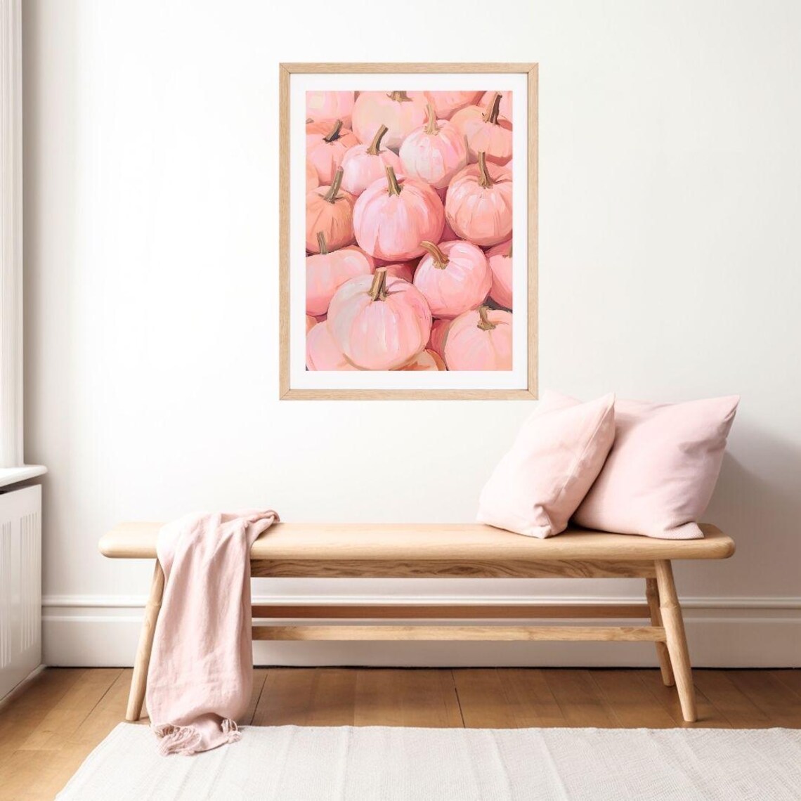 Blush Pink Pumpkins Pile Cozy Autumn Harvest Season Decor Poster - Image 2