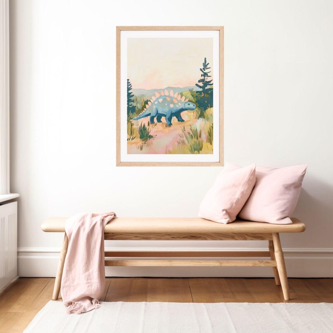 Pastel Stegosaurus Dinosaur Art Print for Boys Room - Image 2