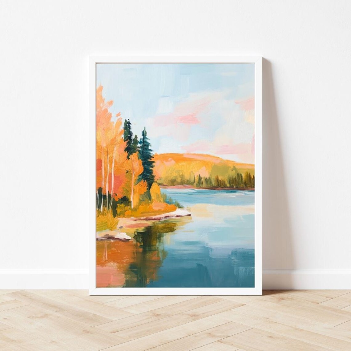 Fall Lake Landscape, Pastel National Park Art Print - Image 3