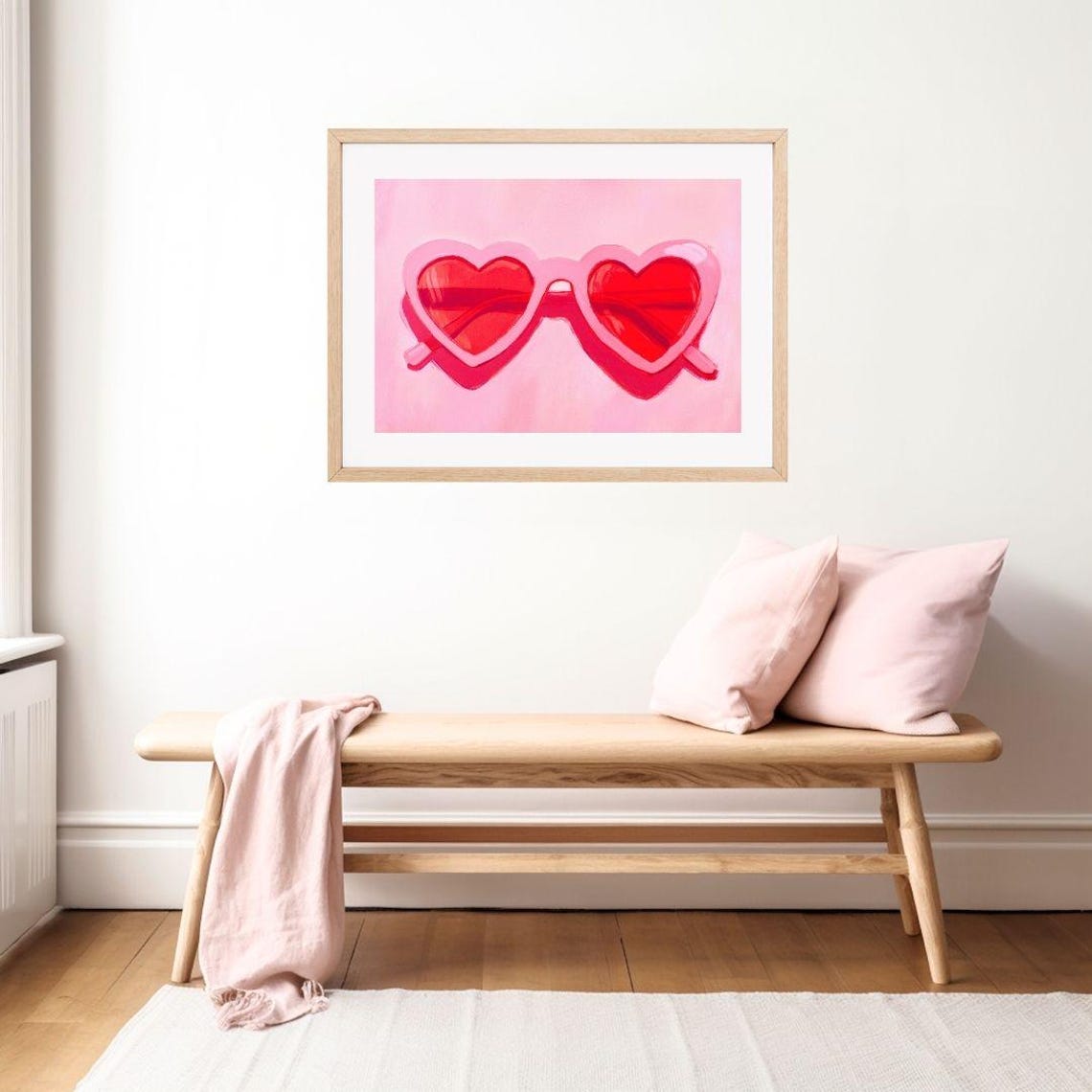 Pink Heart Sunglasses Valentines Day Cute Preppy Girls Room Art Poster - Image 2