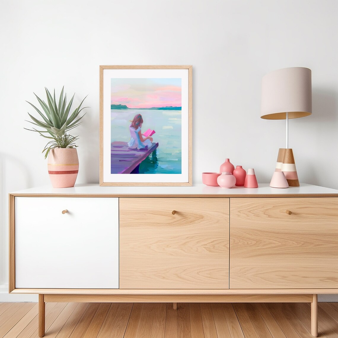 Woman Reading Book, Coastal Sunset Art Print - Image 3