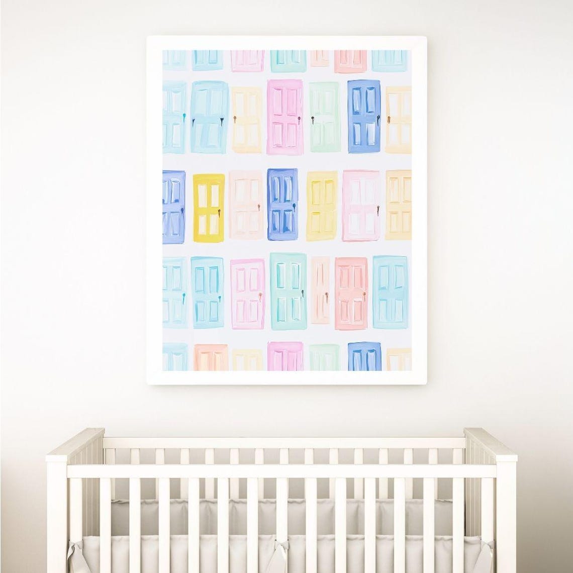 Whimsical Pastel Doors Pattern Playful Girls Room Happy Poster - Image 2