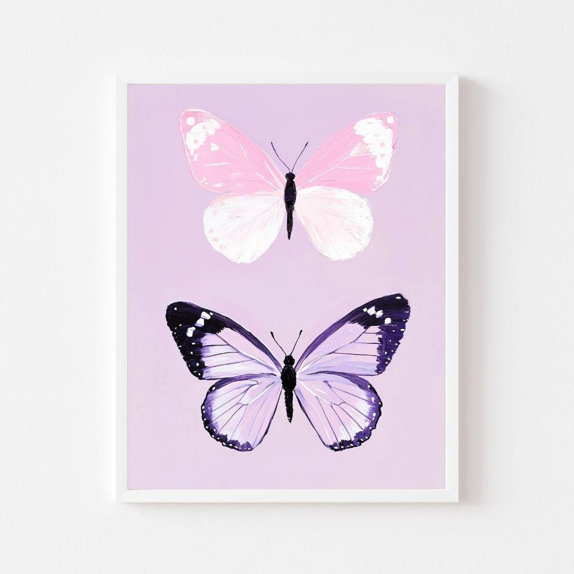 Pink And Purple Butterfly Pair Pastel Entomology Wall Poster