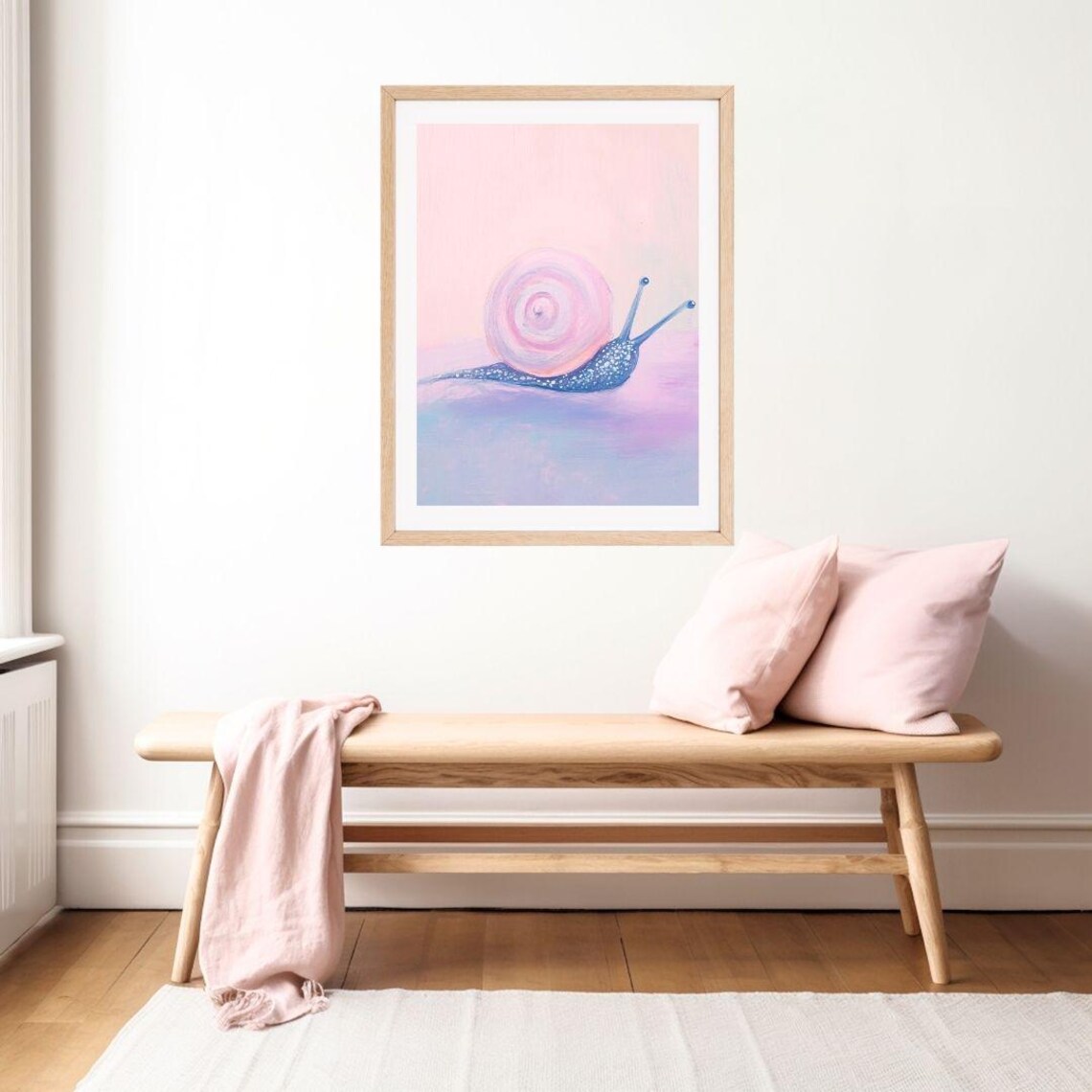 Sparkly Snail Watercolor Art Print, Pink Playroom - Image 2