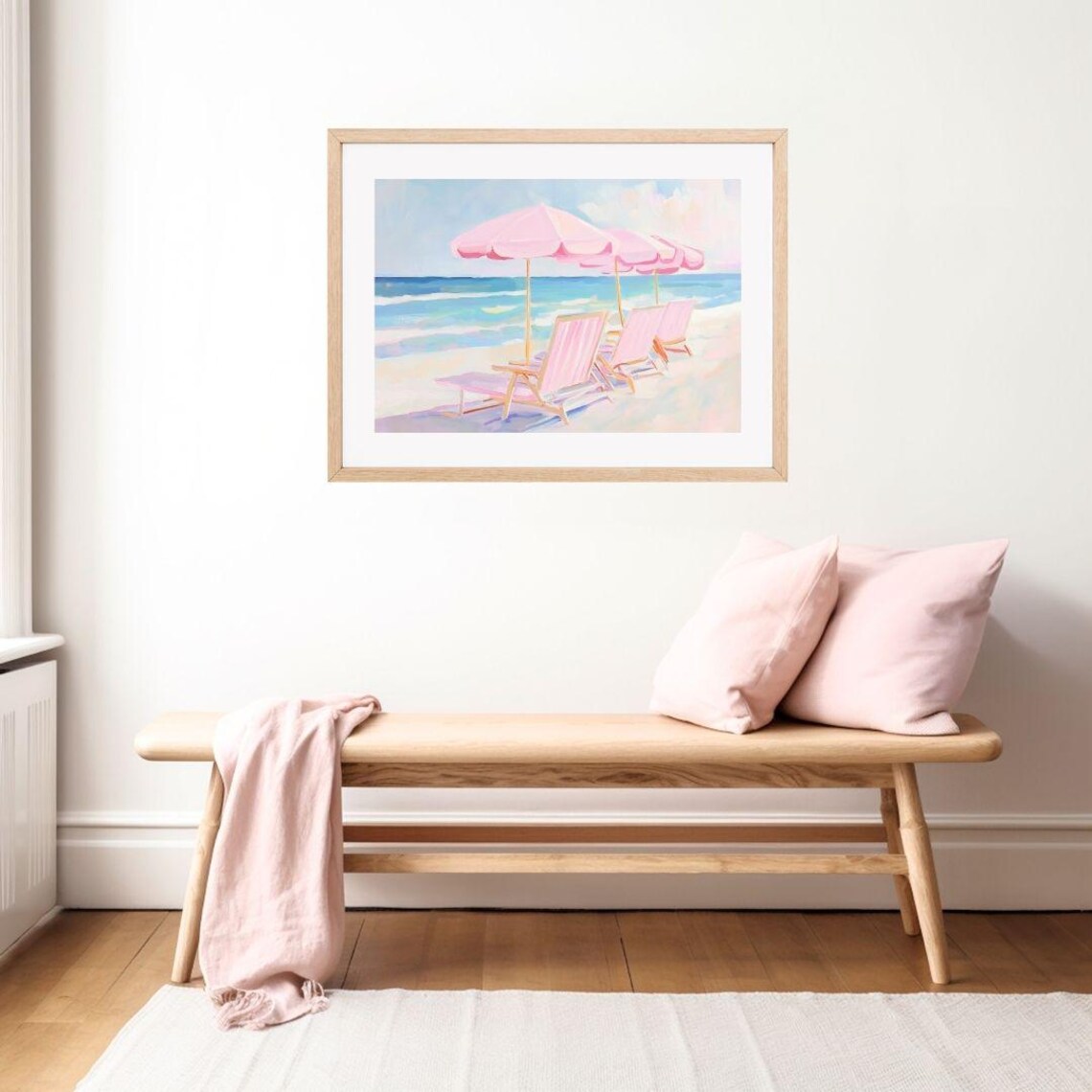 Pastel Beach Chairs And Umbrellas, Coastal Art Print - Image 2