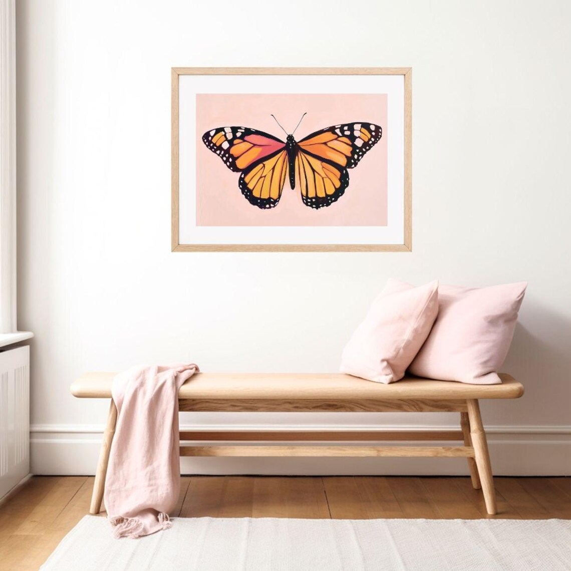 Pink Monarch Butterfly Painting, Girls Room Poster - Image 2