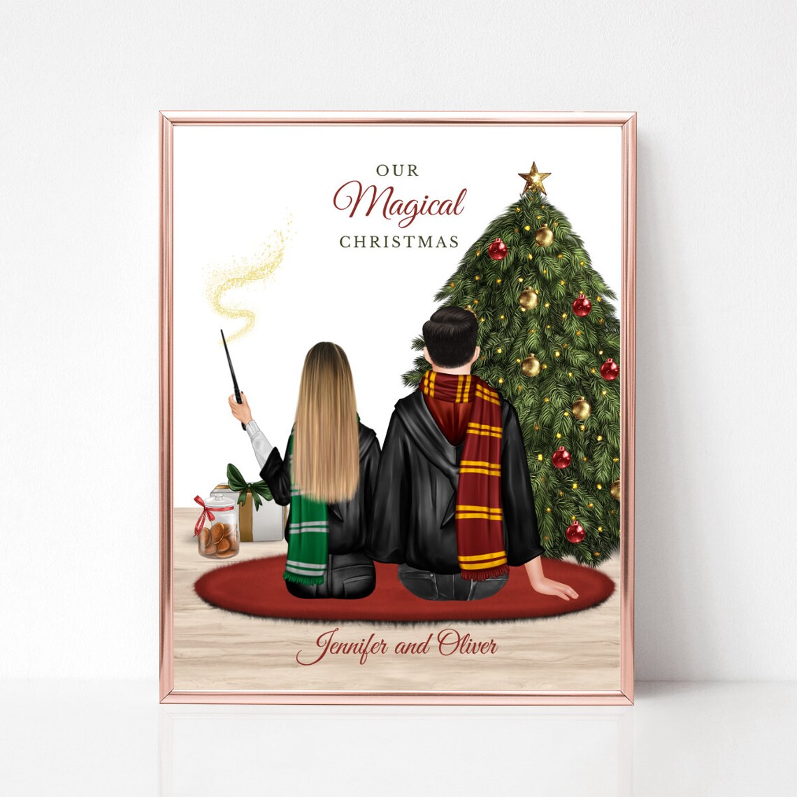 Our Magical Christmas Wizard Couple Holiday Poster Gift for Fans - Image 2