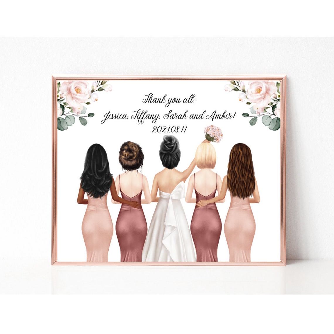 Personalized Bridesmaid Thank You Print Bride and Bridesmaids Keepsake - Image 2