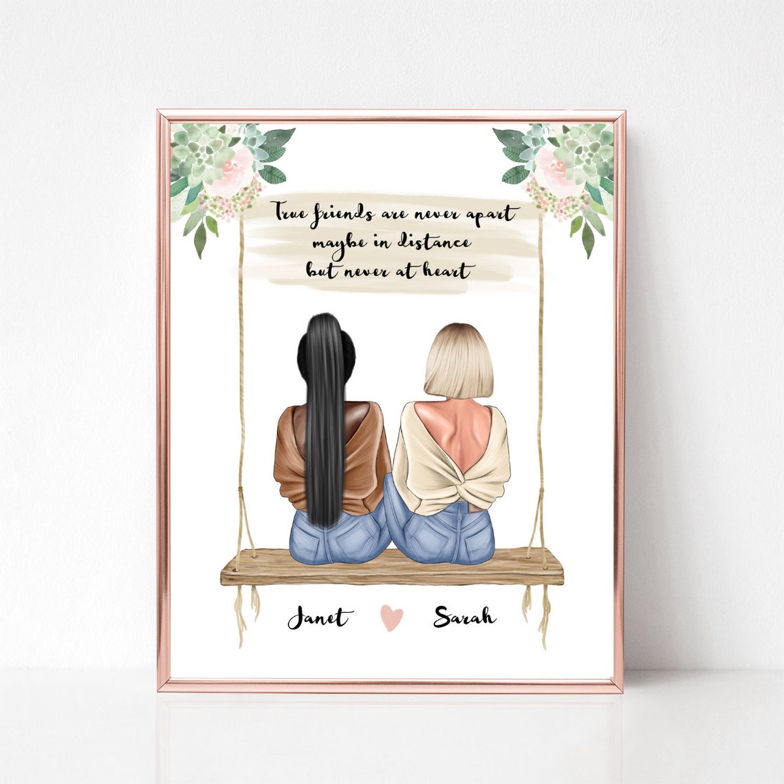 True Friends Are Never Apart Friendship Swing Poster Gift for Her - Image 3