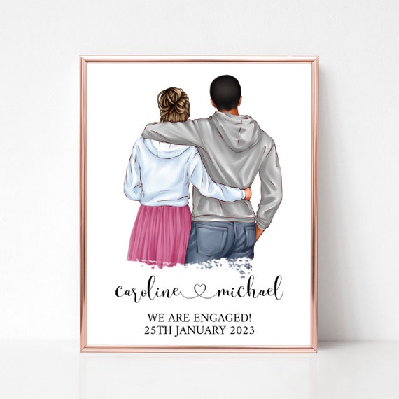 We Are Engaged Personalized Engagement Couple Poster Gift for Her
