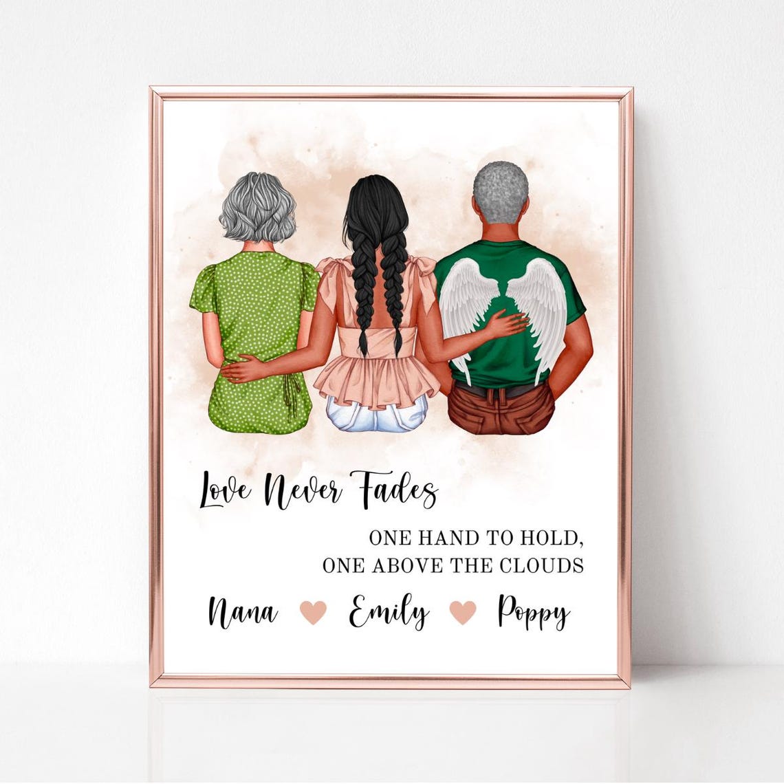 Love Never Fades Personalized Memorial Print Passed Away Grandpa Gift Grandparent In Heaven Art Granddaughter With Grandparents - Image 2