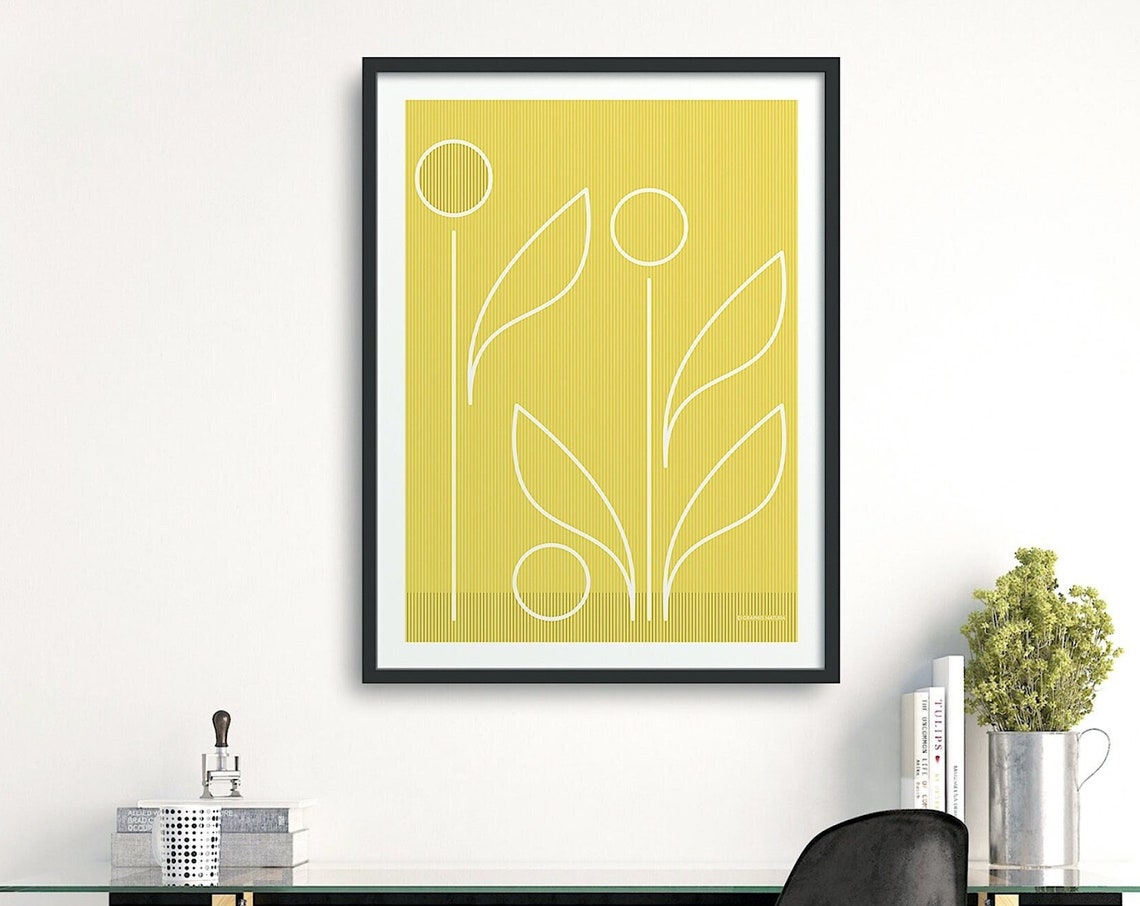 Minimalist Floral Art Print Yellow Flower Wall Art Geometric Floral Art Minimalist Wall Art Nature Inspired Art Minimalist Decor - Image 5