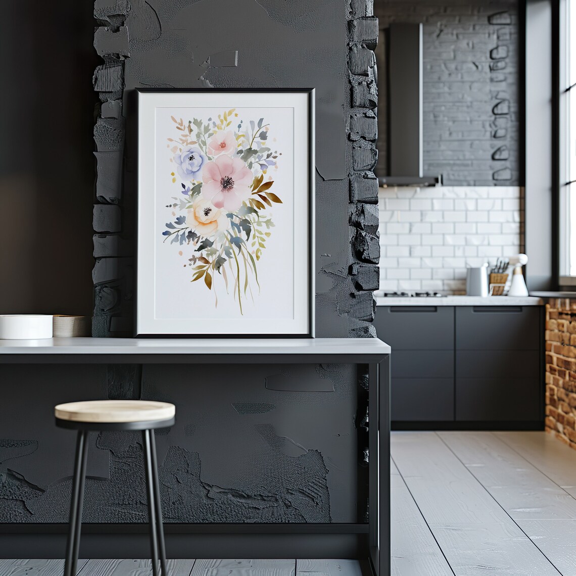 Pastel Wildflower Bouquet Watercolor Soft Romantic Floral Art Poster - Image 3