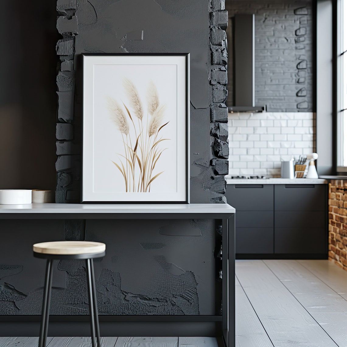 Soft Cream Pampas Grass Watercolor Botanical Decor Art Poster - Image 3