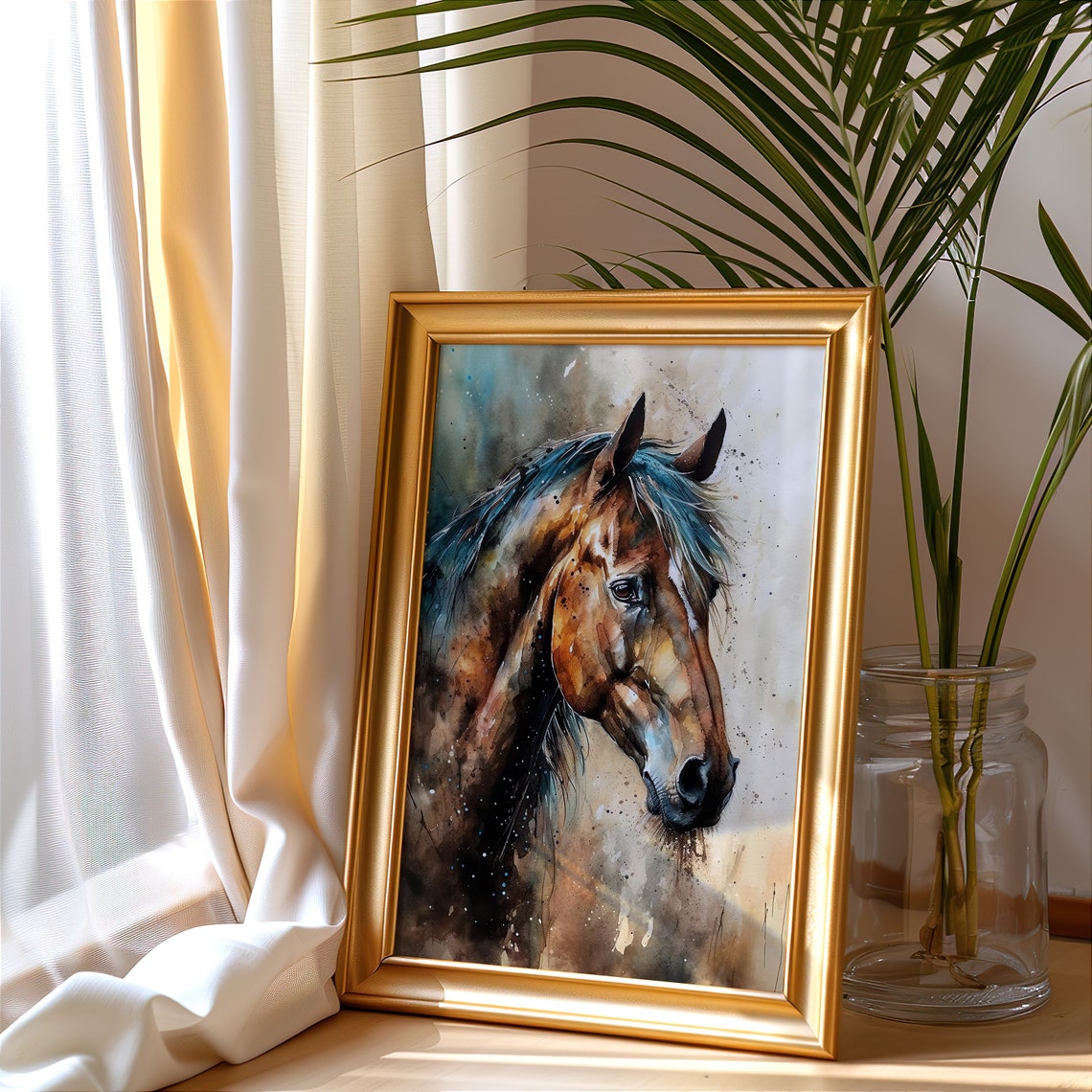 Brown Horse Painting Wall Art Poster Gift Watercolor Colorful Animal Painting Illustration Nature Wall Art Home Decor Print - Image 4