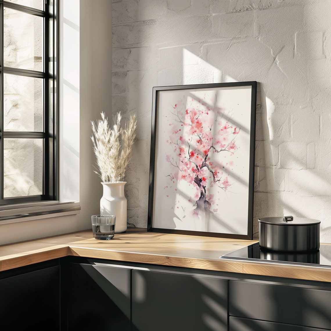 Delicate Pink Cherry Blossom Tree Watercolor Spring Art Poster - Image 4