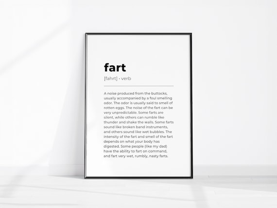 Fart Definition Funny Dictionary Style Bathroom Typography Poster