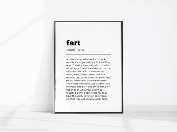 Fart Definition Gifts Funny Bathroom Wall Decor For Him Prints Farting Home Restroom Sign