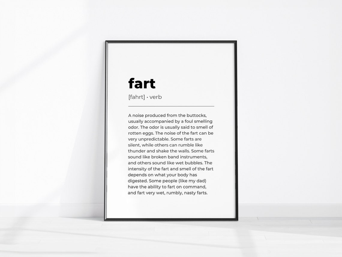 Fart Definition Funny Dictionary Style Bathroom Typography Poster