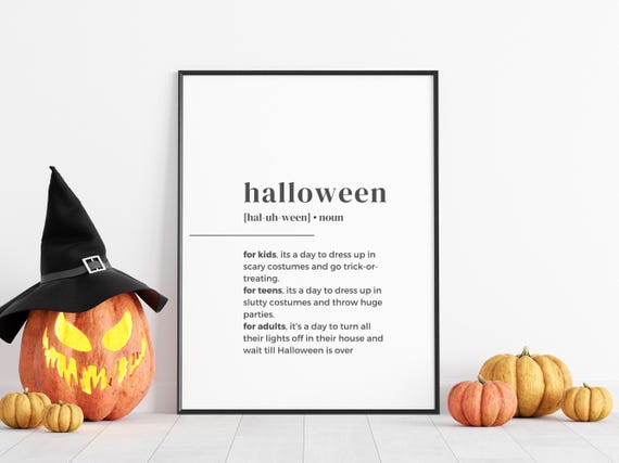 Halloween Definition Wall Art Funny Dictionary Meaning Poster Prints