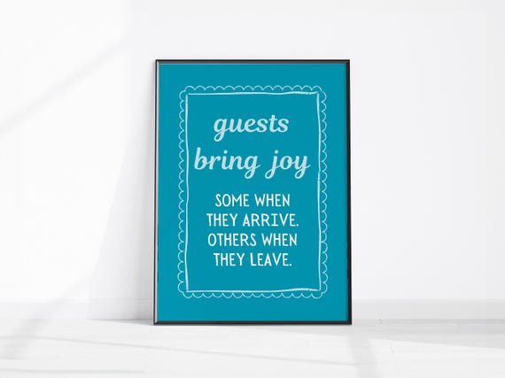 Guests Bring Joy Funny Quote Wall Art Humorous Home Decor For Entryway Living Room Or Guest Instant
