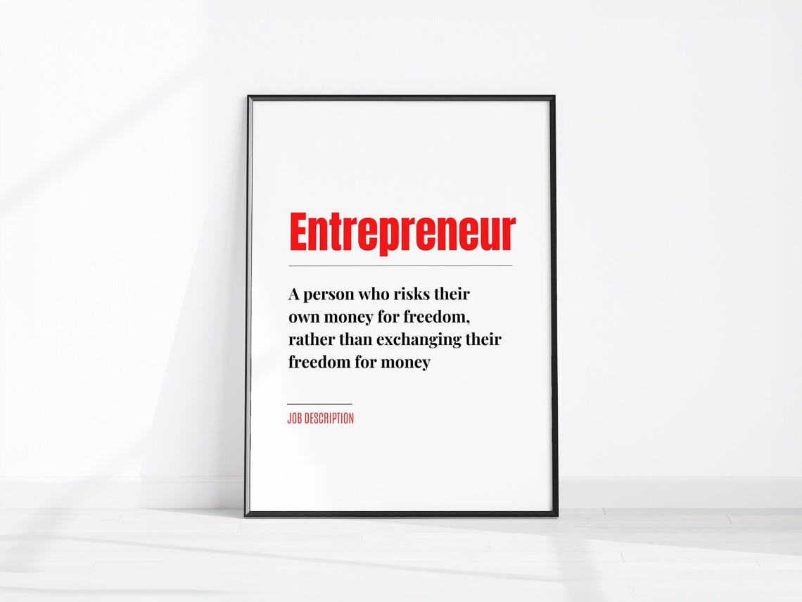 Entrepreneur Funny Job Description Dictionary Style Red Wall Art
