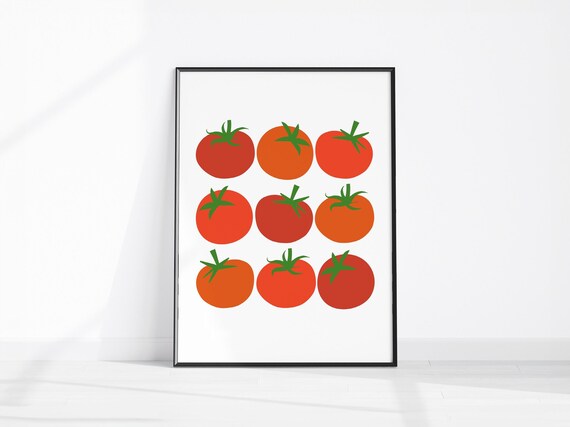Nine Red Tomatoes Minimalist Grid Kitchen Pop Art Veggie Poster