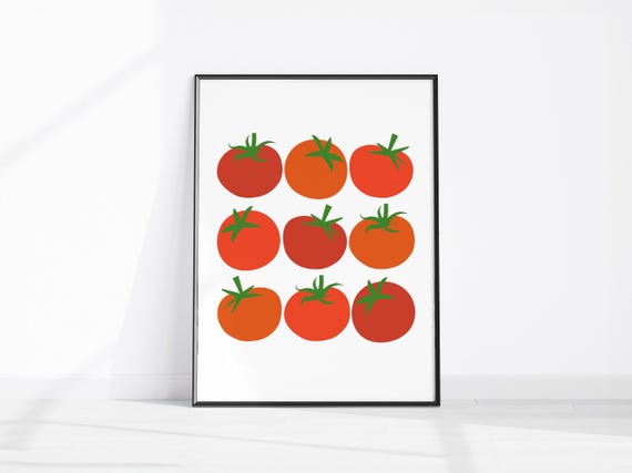 Tomato Print Kitchen Wall Art Food Mediterranean Eclectic Trendy Retro Tomatoes