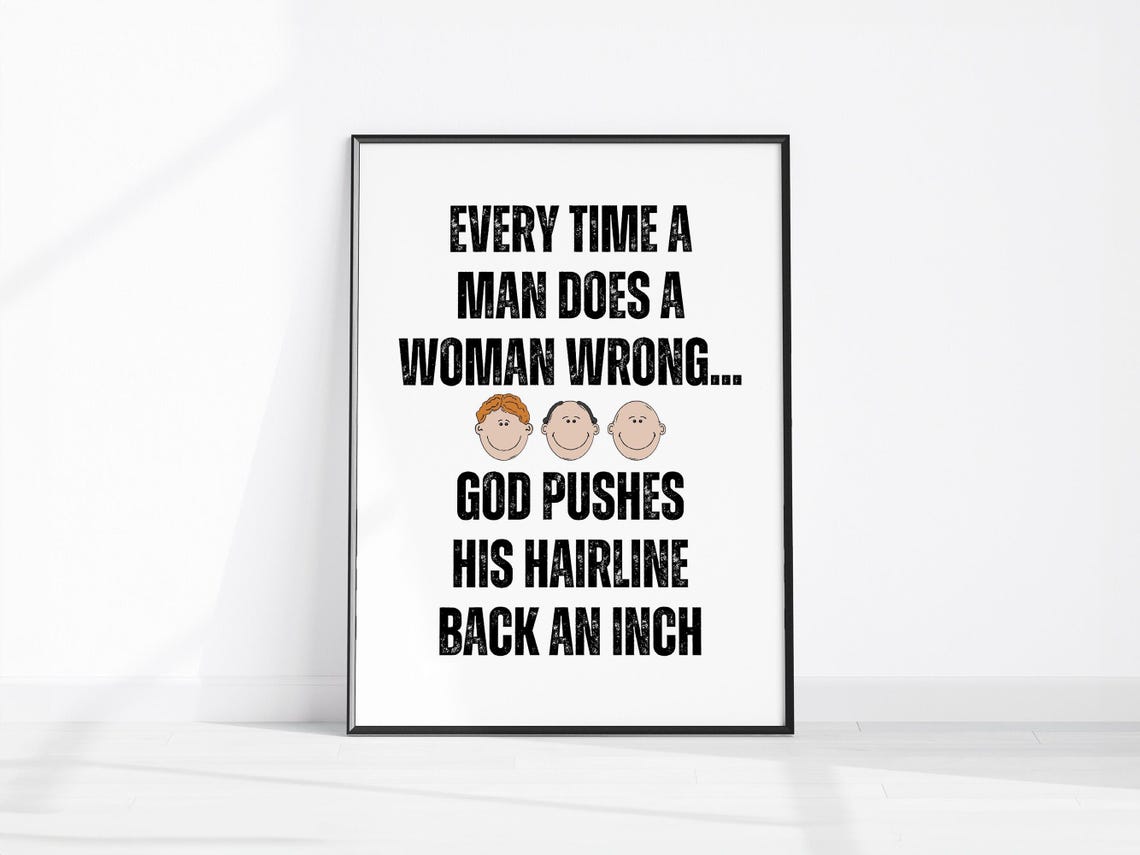 Funny Bald Man Quote God Pushes His Hairline Back Humor Poster