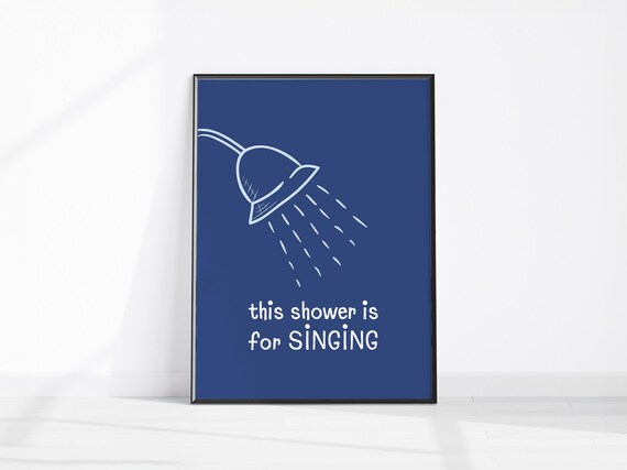 This Shower Is for Singing Retro Navy Bathroom Quote Singing Poster
