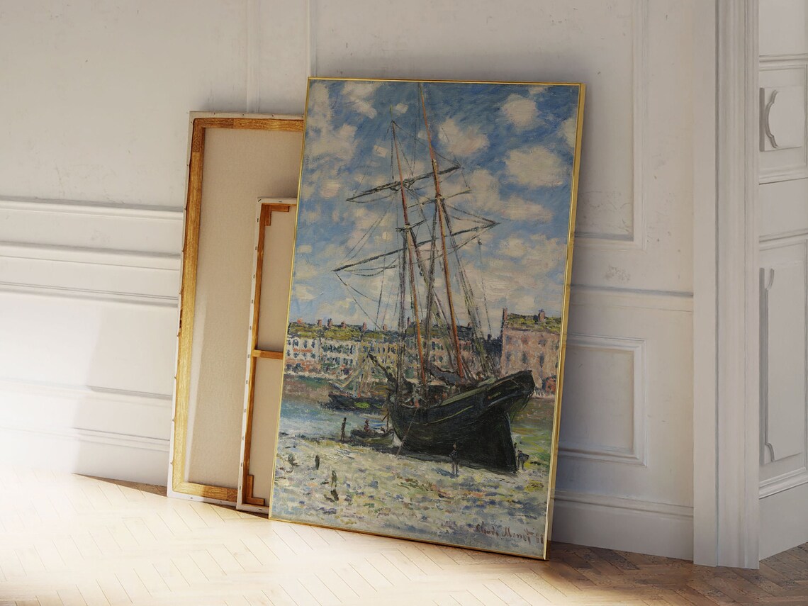 Claude Monet Boat Lying at Low Tide 1881 Impressionist Ship Poster - Image 2