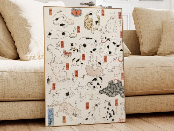 Utagawa Kuniyoshi Japanese Cats Ukiyo-e Woodblock Classic Art Poster