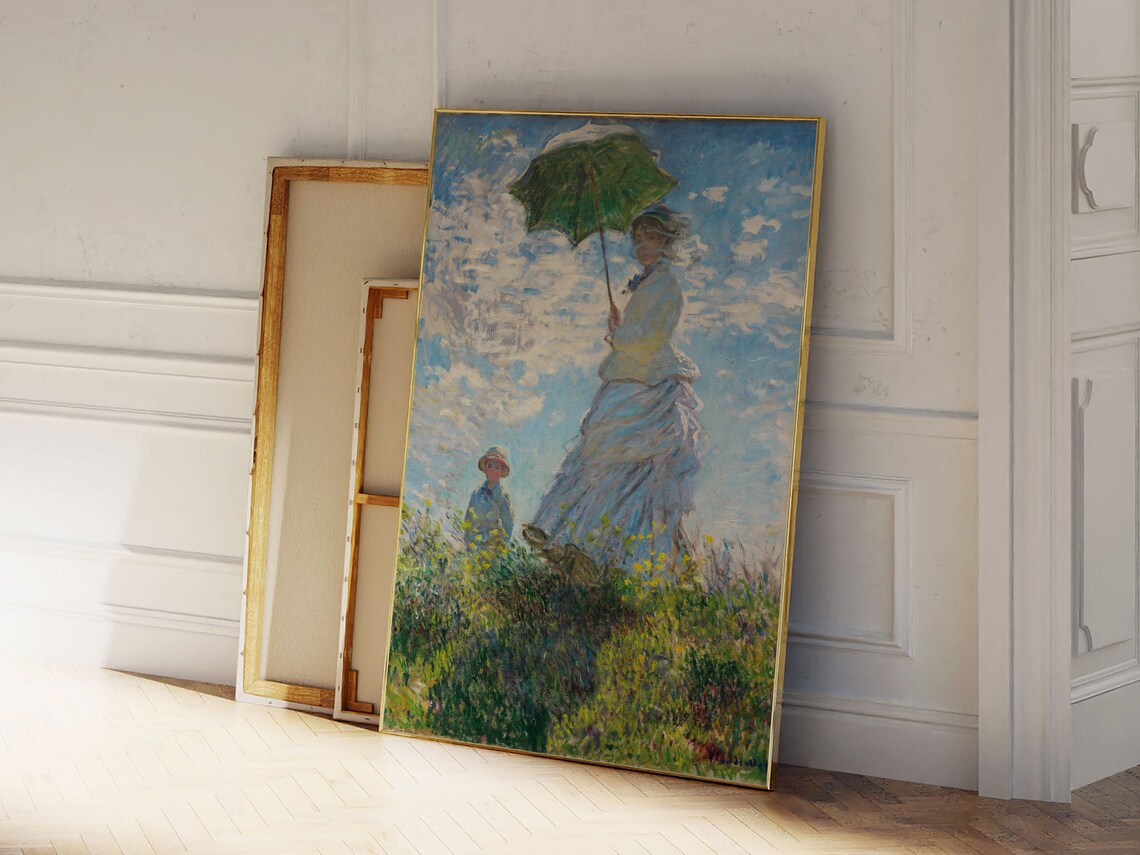 Monet Woman with Green Parasol in a Field Impressionist Art Print - Image 2