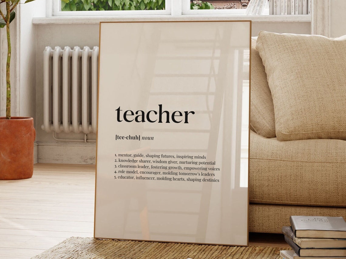 Teacher Definition Wall Art Dictionary Meaning Gift For Teacher Teacher Quote Instant Family Gift