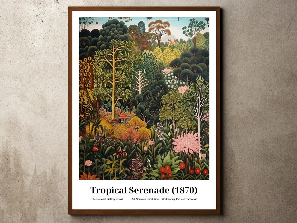 Tropical Serenade 1870 Lush Jungle Forest Art Nouveau Exhibition Print