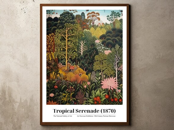 Henri Rousseau Print Poster Tropical Decor Botanical Jungle Exhibition Animals Forest Vintage Wall Art