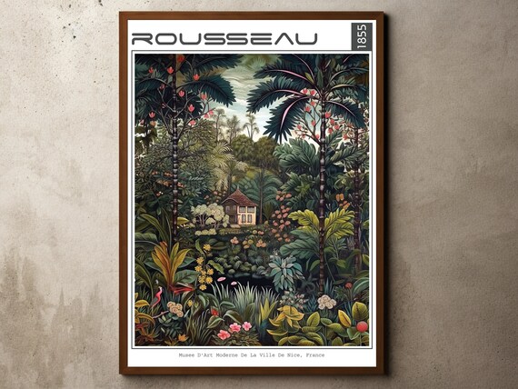 Henri Rousseau Print Poster Tropical Decor Botanical Jungle Exhibition Animals Forest Vintage Wall Art