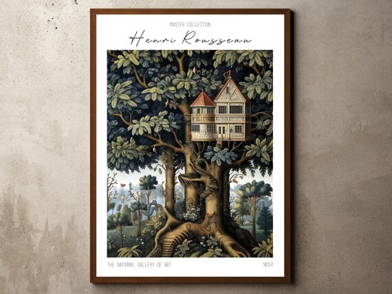 Henri Rousseau Print Poster Tropical Decor Botanical Jungle Treehouse Vintage Wall Art