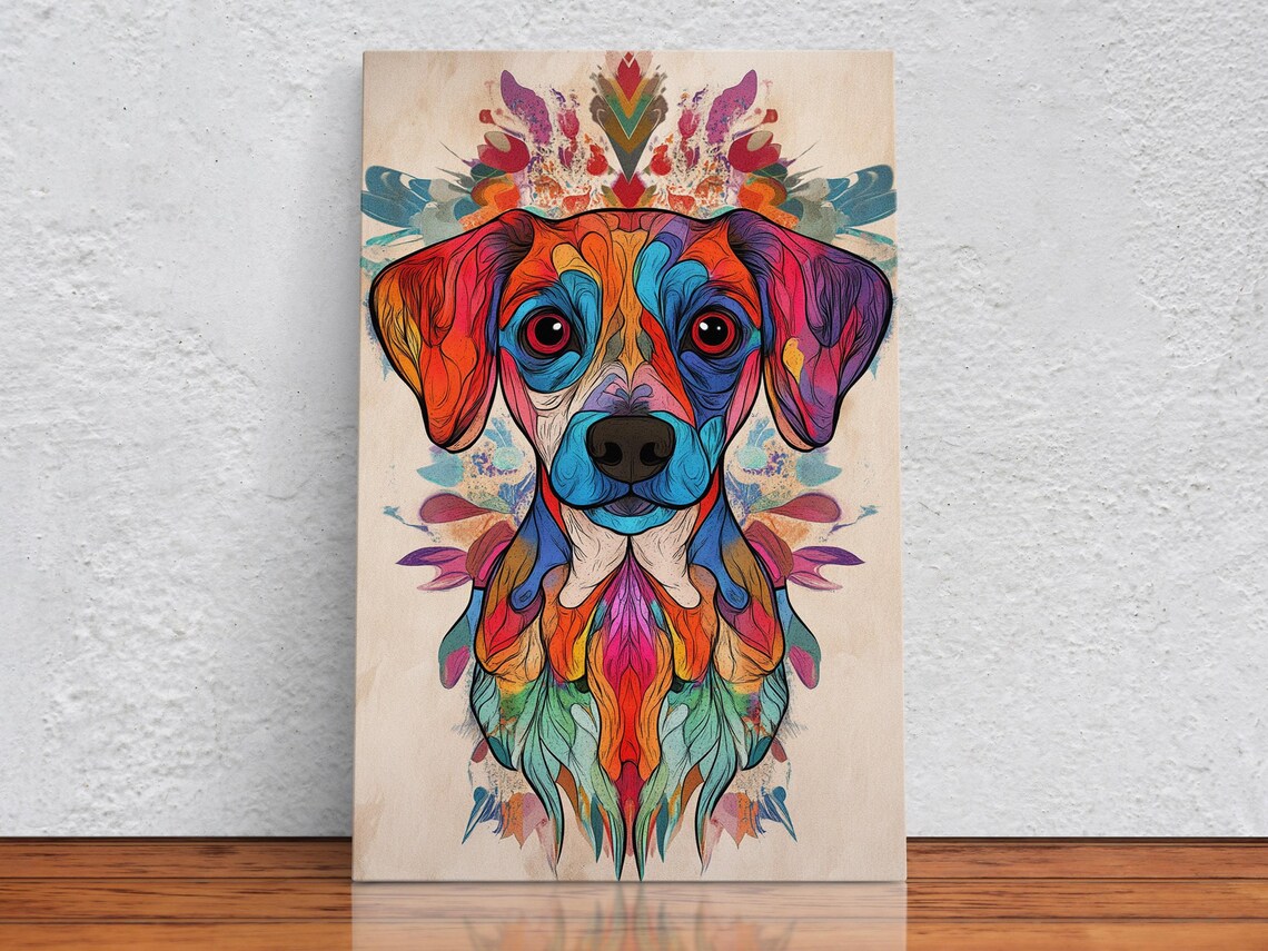 Bright Dog Mandala, Spiritual Art Print - Image 2