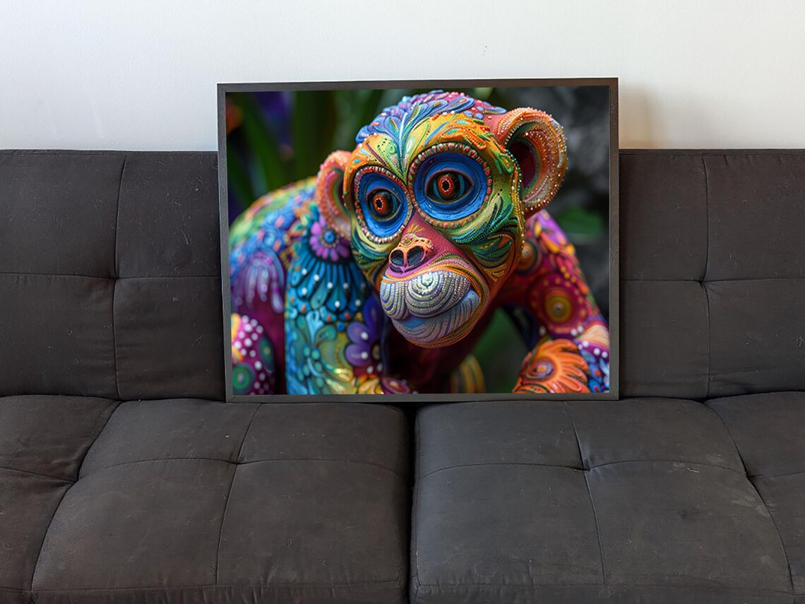 Alebrije Dia De Los Muertos Monkey Art Print - Image 4