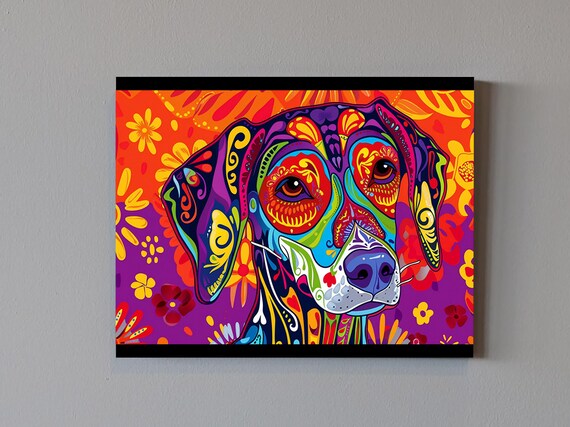 Foxhound Alebrije Style Vibrant Day Of The Dead Colorful Dog Face Poster