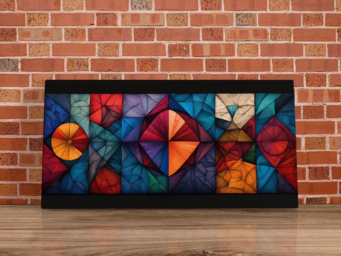 Dynamic Stained Glass Shapes, Abstract Modern Art Print - Image 4