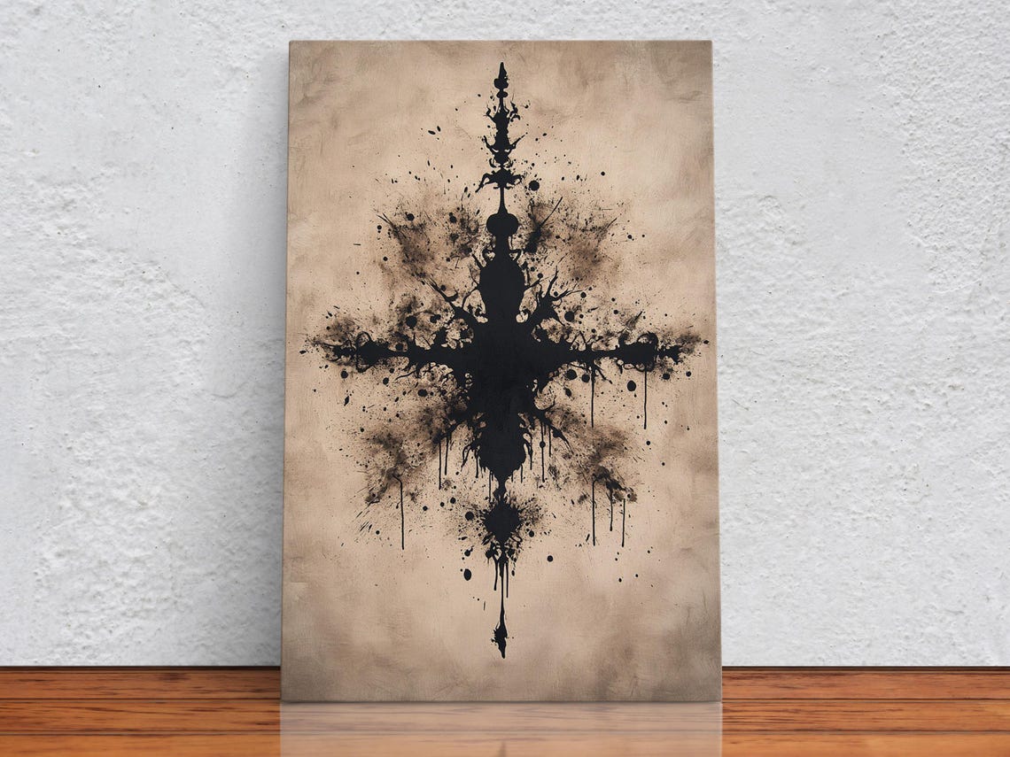 Bold Black Ink Cross Print Print - Image 2
