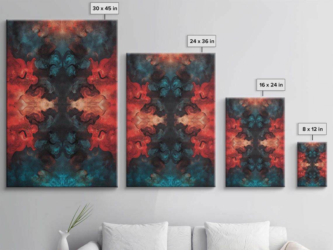 Red And Blue Fusion, Abstract Art Print - Image 3
