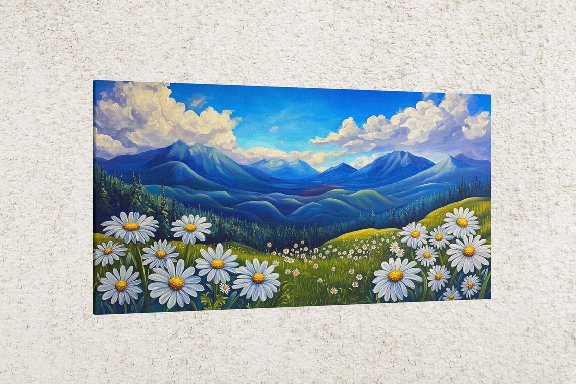 Mountain Daisy Landscape, Spring Floral Decor - Image 4