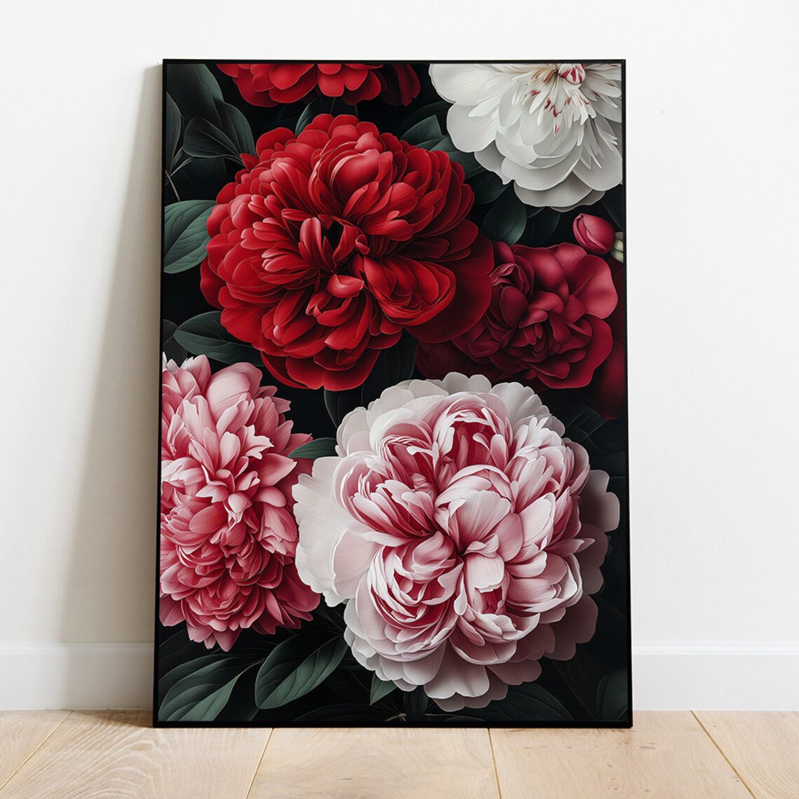 Antique Peony Art Print, Moody French Botanical