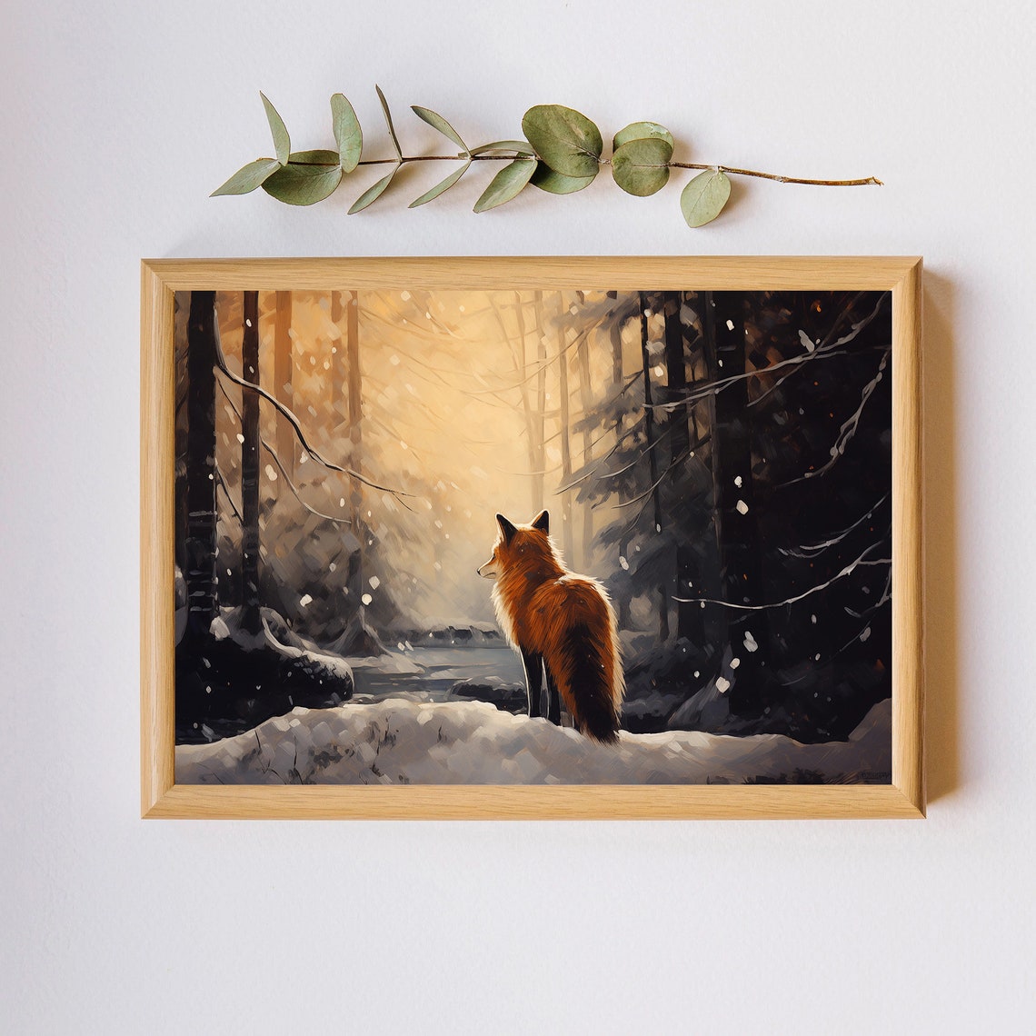 Majestic Red Fox In Snowy Golden Winter Forest Backlit Poster - Image 2