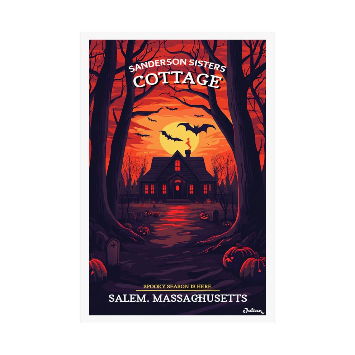 Sanderson Sisters Cottage Salem Massachusetts Halloween Poster - Image 2